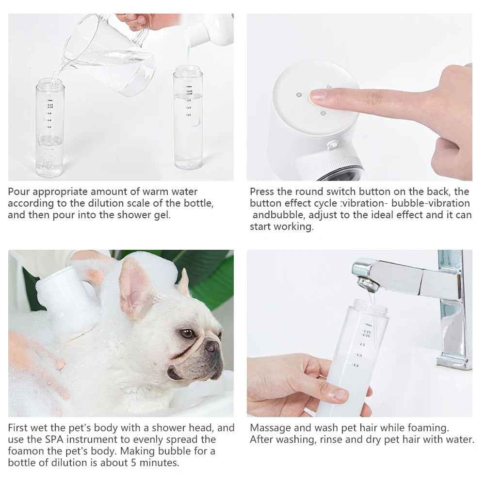 Automatic Pet Bathing Brush Soft Pet Massager Shower Tool Cleaning