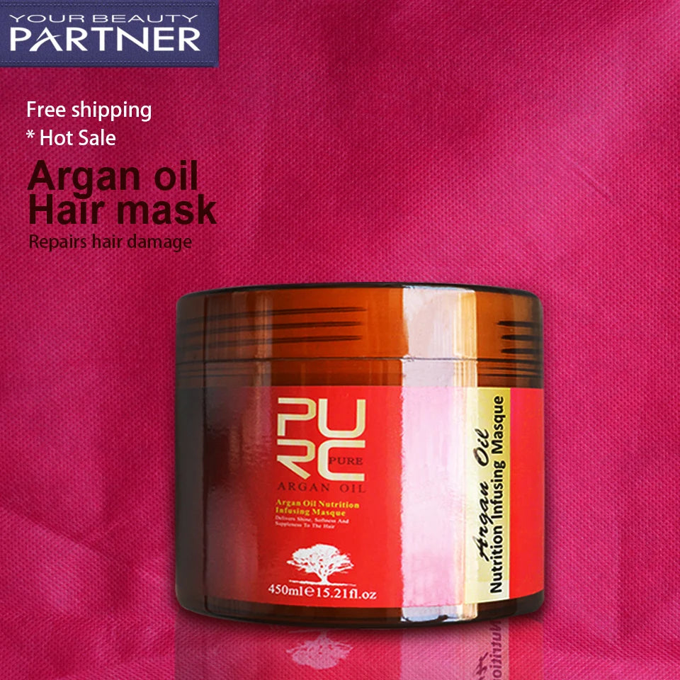 PURC Morocco Argan Oil Hair Mask Smoothing Nutrition Infusing Masque for Repairs Hair Damage 450ml