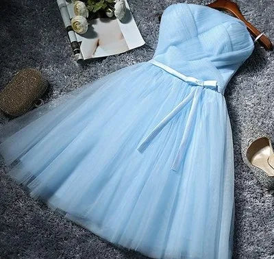 Summer Purple Blue Gray Red Tulle Short Bridesmaid Dresses