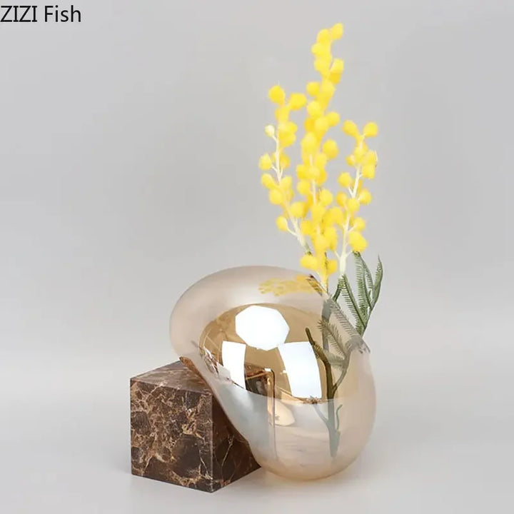 Transparent Brown Glass Vase Creative Marble