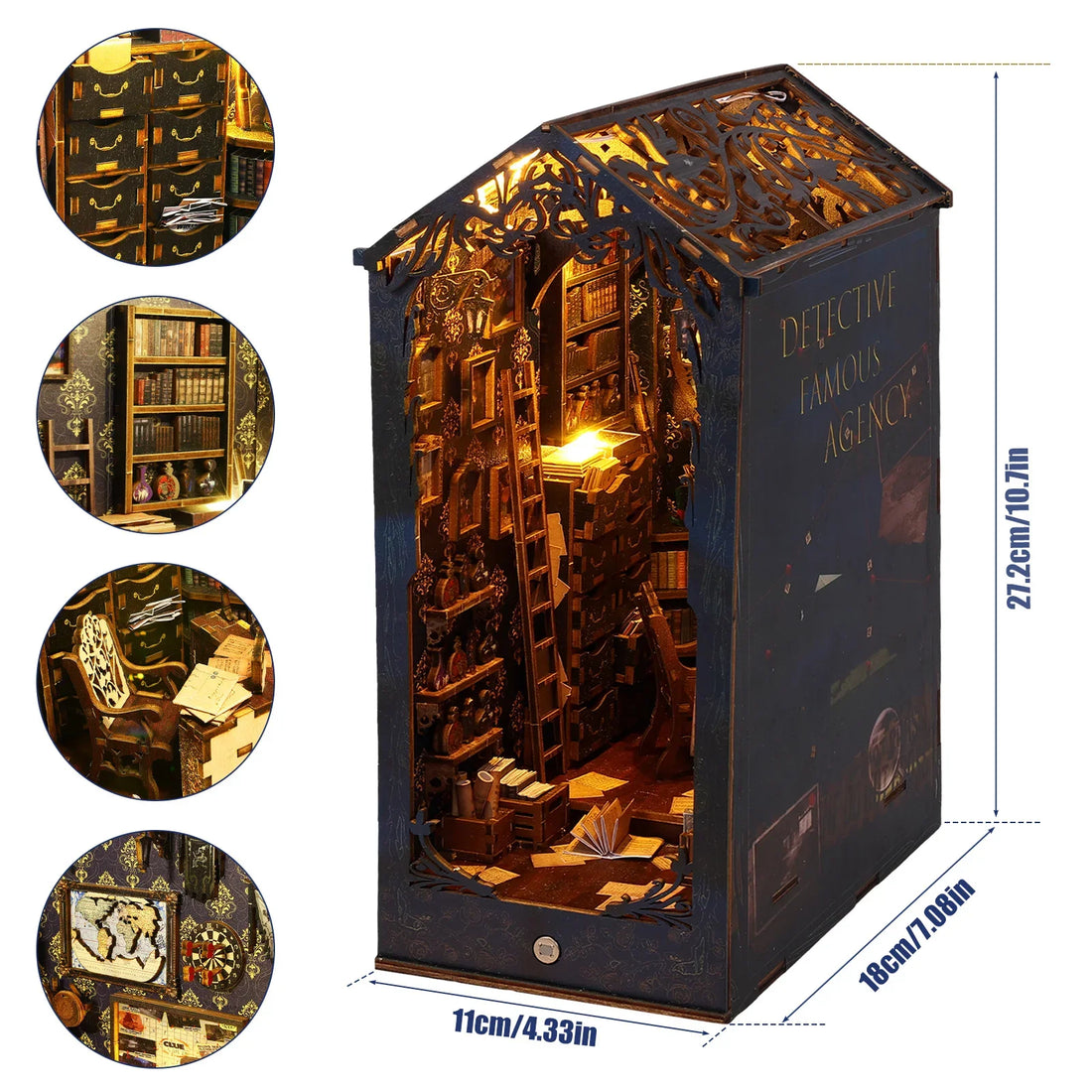 DIY Book Nook Kit 3D Wooden Puzzle Bookshelf