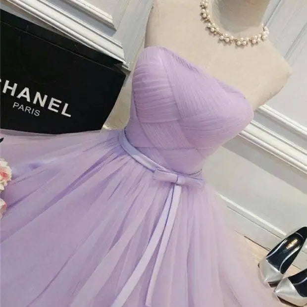 Summer Purple Blue Gray Red Tulle Short Bridesmaid Dresses