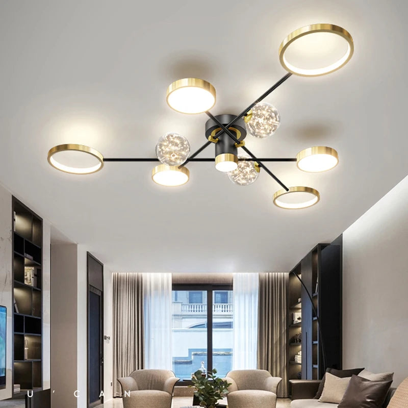 Modern Nordic Living Room Chandelier Led Smart Lights