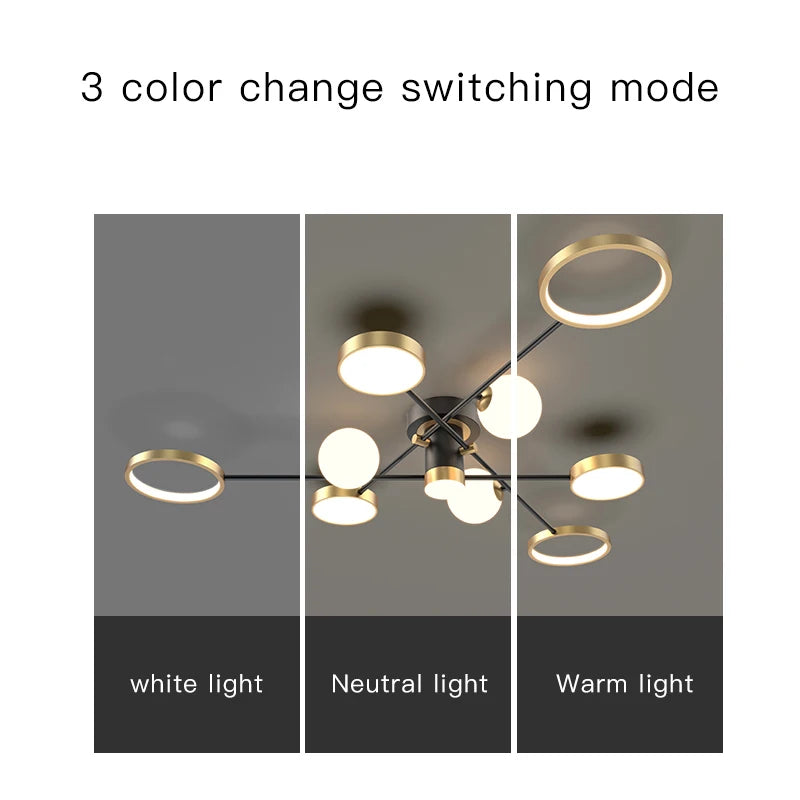 Modern Nordic Living Room Chandelier Led Smart Lights