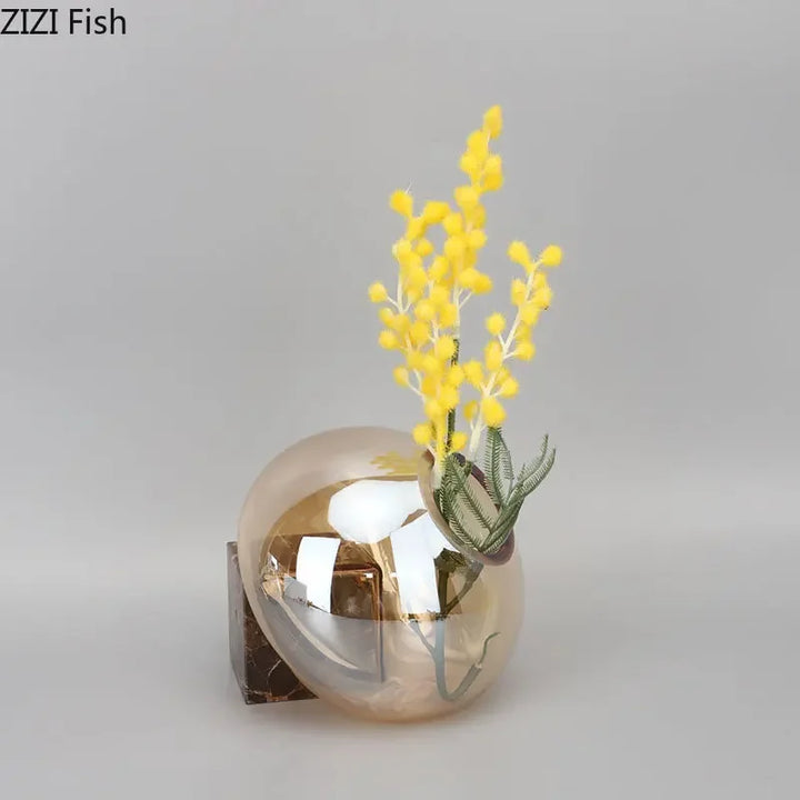 Transparent Brown Glass Vase Creative Marble