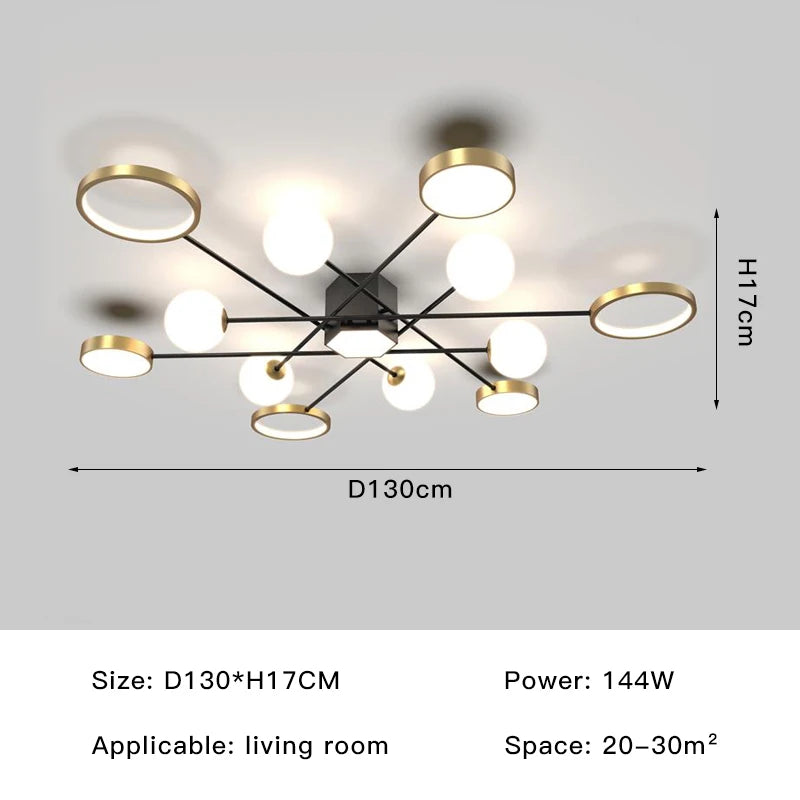 Modern Nordic Living Room Chandelier Led Smart Lights